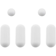 White Toilet Seat Stoppers - Universal toilet seat stops for use at home, in hotels, and in hospitals (4 x long shape + 2 x round shape)