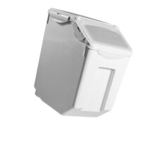 White Multi-Functional Rice Cylinder with Measuring Cup and Wheels