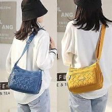 (pink) Fashion Multicolor Nylon Fabric Large Capacity Zipper Adjustable Shoulder Strap Messenger Bag Women Tote Bag