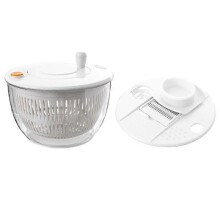 (white) 5 In 1 Vegetable Spin Chopper, Salad Spinner with Slicer, Lettuce Spinner Dryer