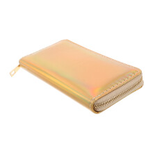 Daily Use Long Zipper Wallet Golden PVC Iridescent Clutch