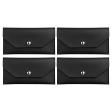 4Pcs Portable PU Cash Envelope Wallet for Money Sorting Black