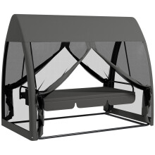 Three-Seater Convertible Swing Chair/Bed- Grey