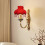 E27 Interface tissu glands abat-jour-Dentelle rouge 30cm 7
