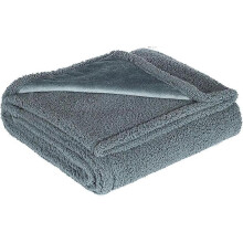 (S, grey) Waterproof Pet Blanket for Small Medium Dogs Sofa Couch Cover Sherpa Fleece Flannel Puppy Blanket Furniture Protector