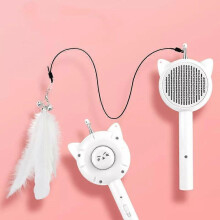 (With telescopic rod, white) Interactive Cat Toys,3 Function Cat Toy(comb,laser,Retractable Cat-Teasing Wand)