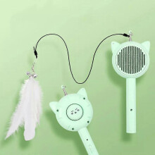 (With telescopic rod, green) Interactive Cat Toys,3 Function Cat Toy(comb,laser,Retractable Cat-Teasing Wand)
