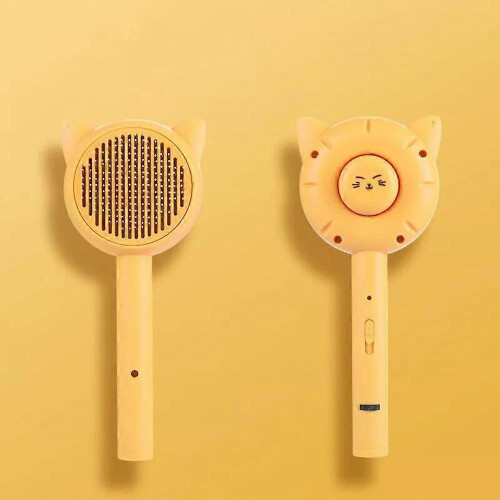 (Without telescopic rod, Yellow) Interactive Cat Toys,3 Function Cat Toy(comb,laser,Retractable Cat-Teasing Wand)