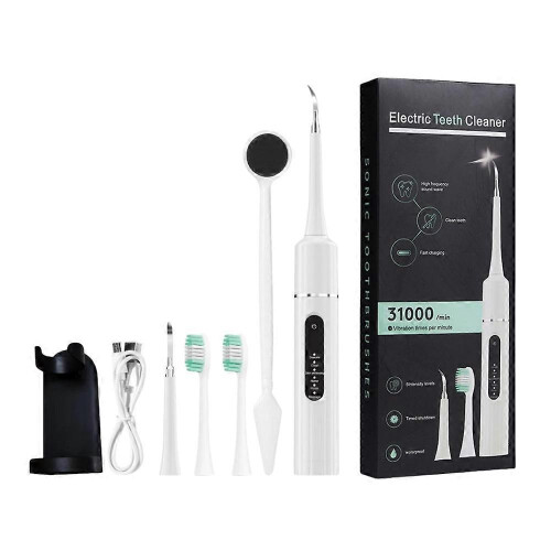 (B, white) Portable Electric Waterproof Teeth Cleaner