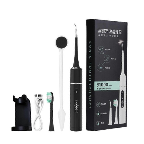 (A, black) Portable Electric Waterproof Teeth Cleaner