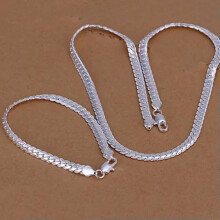925 Sterling Silver 5mm Chain Necklace and Bracelet Set
