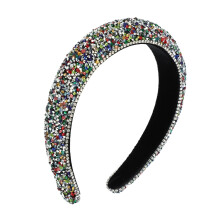 Fascia per capelli da donna con strass, multicolore, 3 cm