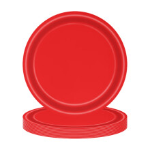 Assiettes en carton rouges de Noël, paquet de 10, avec Père Noël et flocons de neige