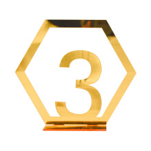 Tarjetas numeradas de mesa 3D de acrílico dorado y plateado del 1 al 15
