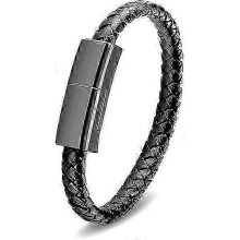 Leather Bracelet Smart Bracelet USB Charging USB Portable Travel Charger for Men Women Android/iPhone (Type C) 7.9