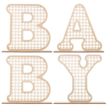 4Pièces Lettres Bois Naturel Décoration Table Baby Shower Boho Chic