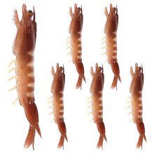 6Pcs Olive Green Simulated Shrimp Toy Durable Fake Seafood Decoration