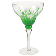 Verre À Vin Vert Tige Réutilisable Design Floral Chic