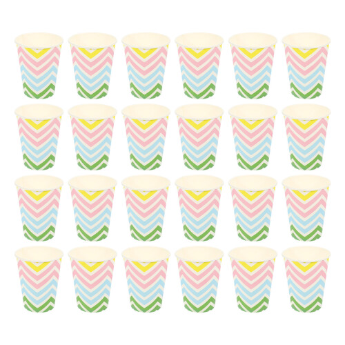 24Pcs Decorative Wave Pattern Paper Cups for Parties and Beverages
