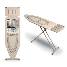 Tower Oversize Ironing Board with Adjustable Height, Smooth Glide Cover, Non-Slip Feet, Latte, T873001MSH