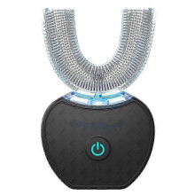 (Black) U-Shaped Automatic Electric Toothbrush for a 360-Degree Full Mouth Clean and Teeth Whitening