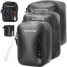 (Black Large) Vacuum Storage Bags, Large Capacity TPU Moisture-Proof Waterproof Travel Suitcase Packing Organizer for Clothes Blankets, 10 Pack