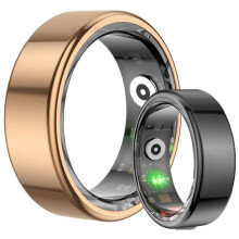 (Black 8) R02 Smart Ring with Blood Oxygen Heart Rate Sleep Monitor, Waterproof Fitness Photo Remote Control Health Tracker for Android iPhone