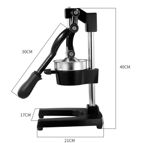 1Pc Manual Orange Squeezer Black Plastic Stainless Steel Juicer 1