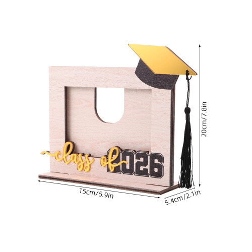 Beige Wood Graduation Photo Frame with Acrylic Display 1