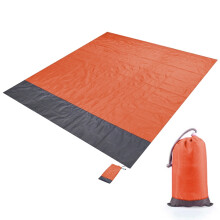 Wasserdichte Picknickdecke aus kariertem Polyestergewebe mit Tasche, geeignet für Camping und Strand, Größe: 2,1 x 2 m (orange + dunkel