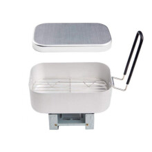 Outdoor-Reise-Camping-Lunchbox, tragbare faltbare Aluminium-Lunchbox, Retro-Lunchbox, klein, Stil: Lunchbox mit Dampfeinsatz und faltba