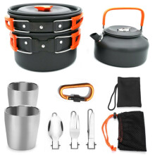 Outdoorbenodigdheden Camping Draagbare theepotset (met oranje handvat)