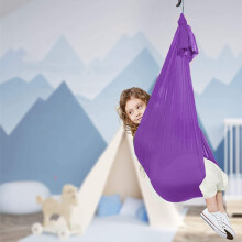 Elastische Hängematte für Kinder, für drinnen und draußen, Größe: 1 x 2,8 m (Lila)
