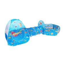 3-Piece Set ZP01 Children's Tent Playhouse Tunnel Foldable Basketball Ball Pit Toy (Blue Ocean)