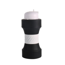 650ml Large Capacity Sports Silicone Water Bottle, Foldable Fitness Dumbbell Water Bottle (Black)