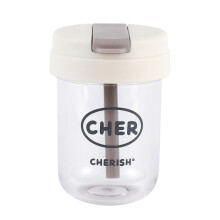 300ml Mini Children's Water Bottle, Leak-proof Student Plastic Portable Straw Cup (White)