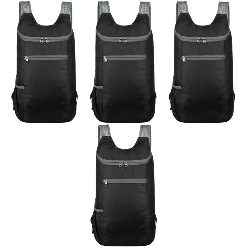 4Pcs Durable Black Waterproof Backpack Lightweight for Camping Hiking 1