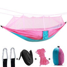 Outdoor-Moskitonetz-Hängematte, ultraleichtes Nylon-Doppelzelt, Größe: 260 x 140 cm (Rosa Himmelblau)