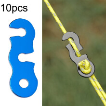 Selling 10 units per pack: Outdoor camping aluminum alloy paracord buckles, S-shaped wind rope buckles, tent rope accessories (blue)