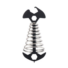 PCS Multifunctional Outdoor Camping Fishbone Nail Spring Hook Wind Rope Buckle(Black)