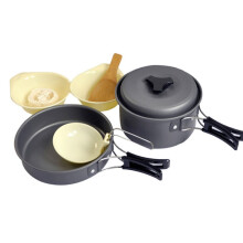 Outdoor kookset voor 1-2 personen, gemaakt van hard en dik aluminium, draagbaar, picknick- en barbecue-set met antiaanbaklaag.