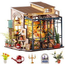 Ξύλινο παζλ 3D - Μινιατούρα σπιτάκι Emily's Flower Shop, εσωτερική διακόσμηση παζλ