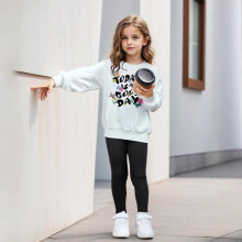 (white, 7 to 8Y) INS Style Girls Letter Print Hoodie Set, Spring Casual Sport Two-Piece Outfit, Kids Leggings and Hoodie Set, Girls Spring Clothes