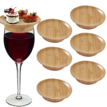 Reusable 4" Bamboo Wine Glass Charcuterie Toppers, 6 Pcs Set - WK