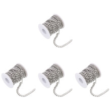 4Rolls Strong Silver Stainless Steel Jewelry Chains for DIY Creations