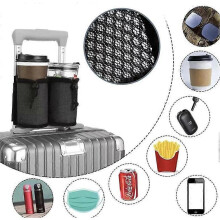 (Black) 2PCS Luggage Travel Cup Holder Organiser For Rolling Luggage Handle