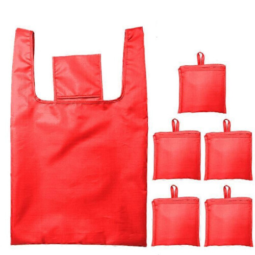 (red) Ripstop Reusable Grocery Shopping Bag 3Pcs