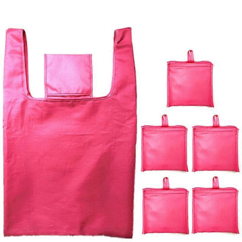 (pink) Ripstop Reusable Grocery Shopping Bag 3Pcs
