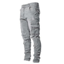 (XL, grey) Men's Slim Fit Jeans Fashion Straight Casual Pants
