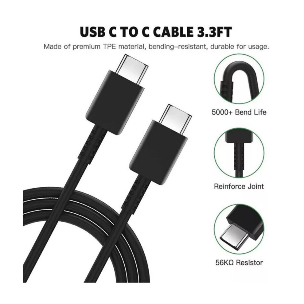 Customerbase247 25W Usb-C To Usb-C Fast Charging Cable 1M Pd Super Fast Charge Lead For Samsung S25 S24 S23 Ultra Plus Note 20 Pixel Iphone Ipad Data Sync Cable